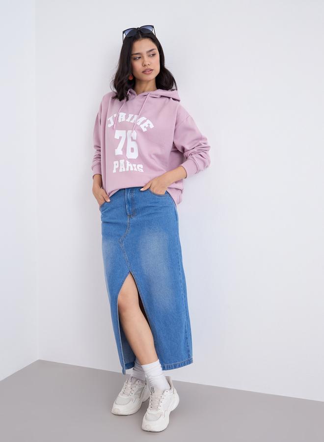 ستايلي هودي طويل بطبعة جرافيك - Image 2