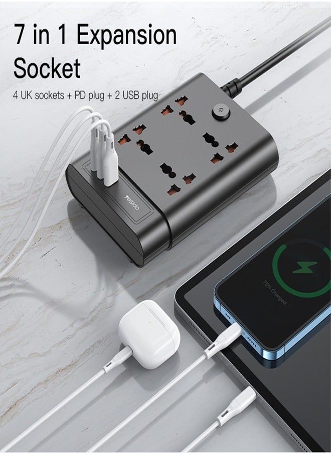 Yesido - MC11 2 Meter Long Multi Port Home Using Pull Up Max 2650W Power Track Power Socket - Image 1