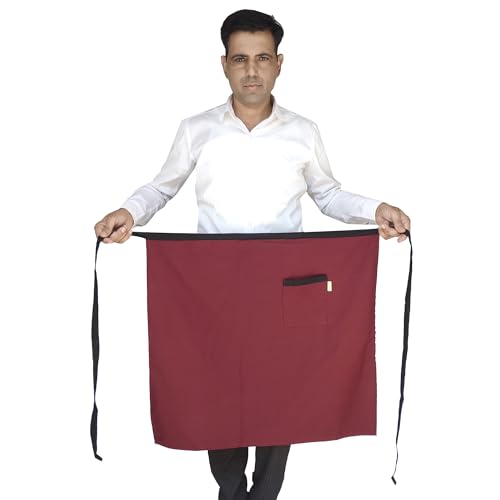 Switchon Polyester Waist Multipurpose Free Size unisex Apron - Proudly Made in India (Maroon_Black) - Image 1