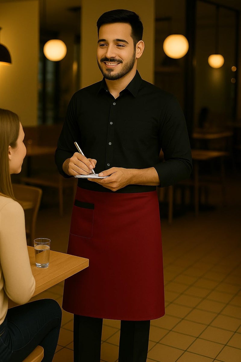 Switchon Polyester Waist Multipurpose Free Size unisex Apron - Proudly Made in India (Maroon_Black) - Image 5