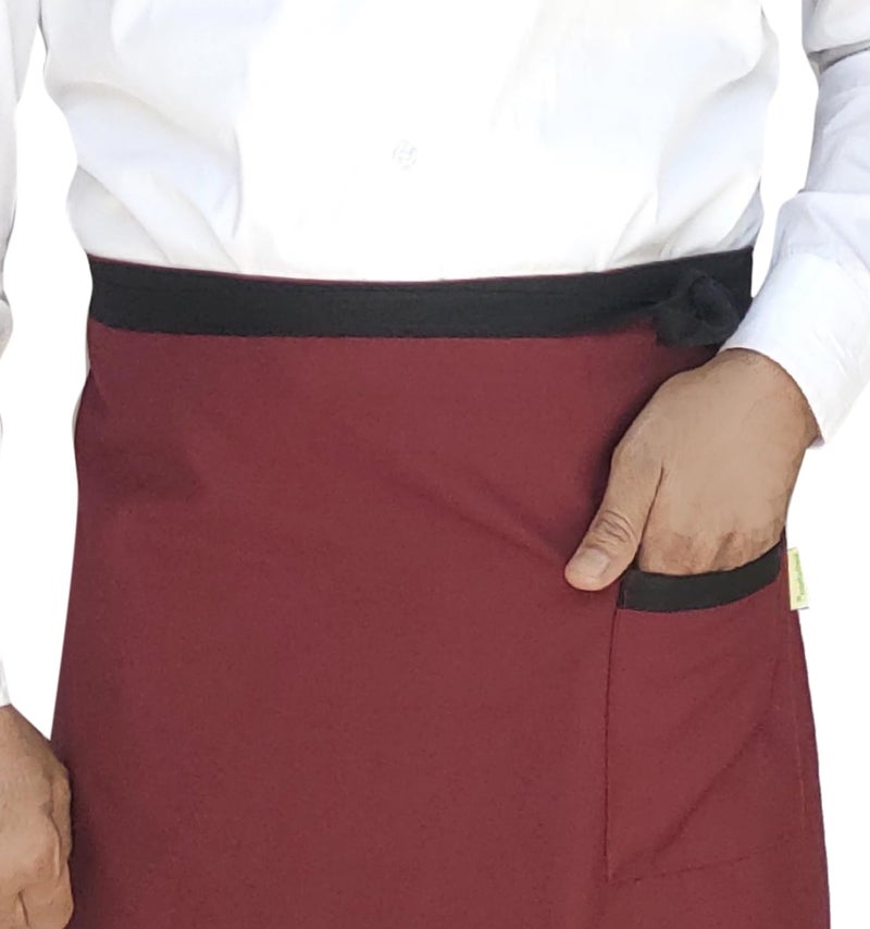 Switchon Polyester Waist Multipurpose Free Size unisex Apron - Proudly Made in India (Maroon_Black) - Image 3