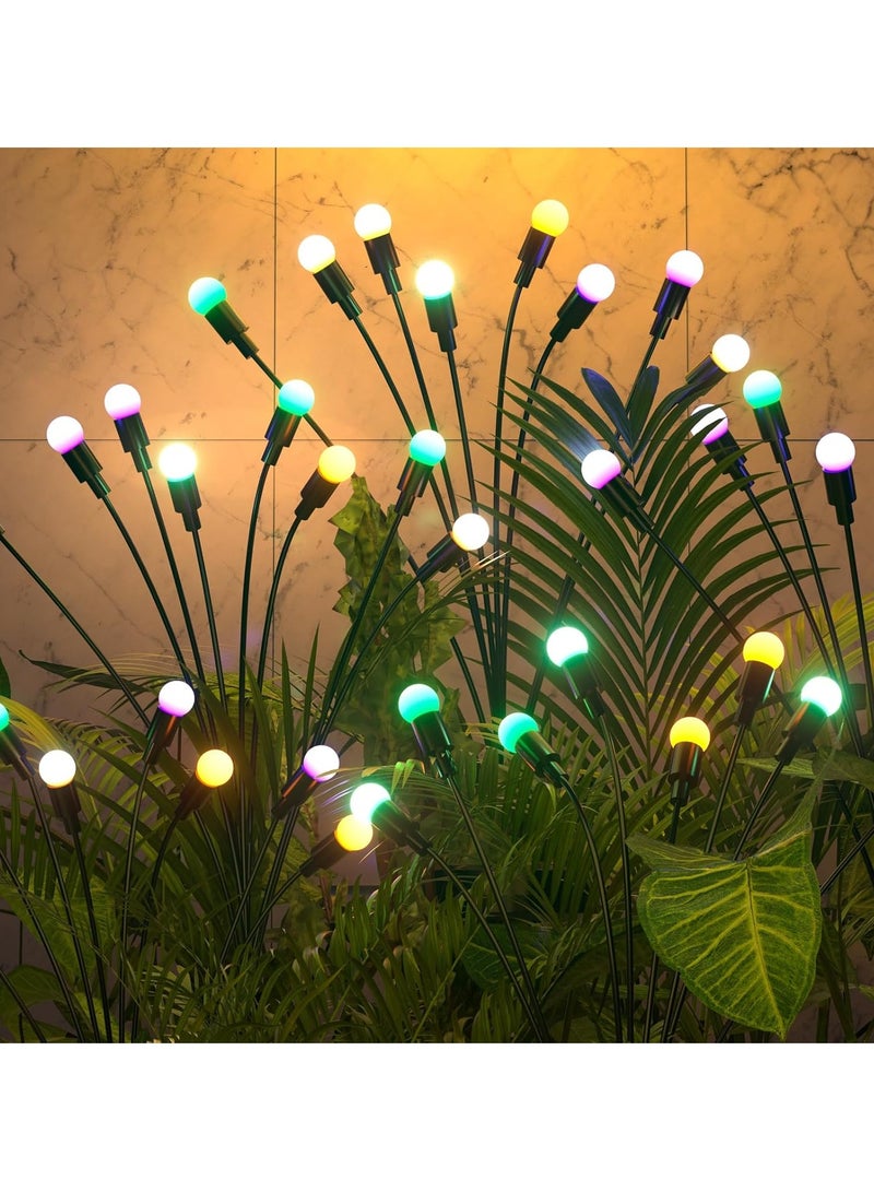 مجموعة من 2 مصباح حديقة يعمل بالطاقة الشمسية للاستخدام الخارجي، 8 مصابيح LED متأرجحة تعمل بالطاقة الشمسية، تتأرجح مع الرياح، مصابيح خارجية مقاومة للماء تعمل بالطاقة الشمسية لتزيين الفناء والممر (ملون) - Image 1