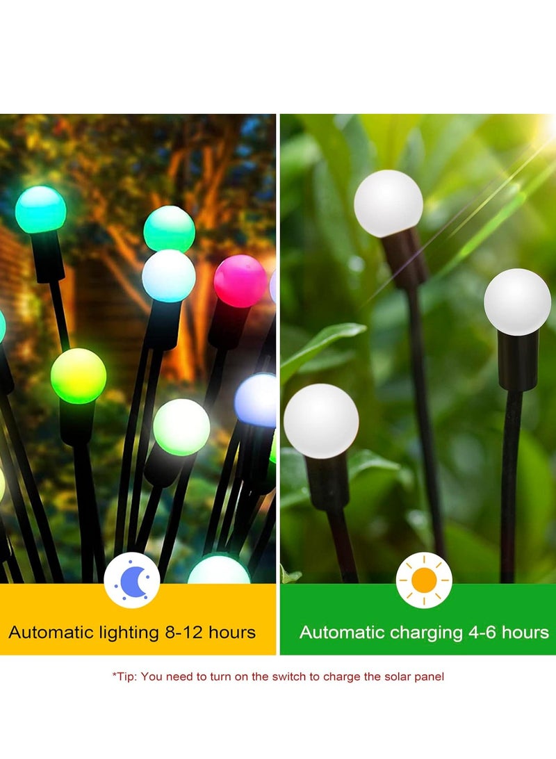 مجموعة من 2 مصباح حديقة يعمل بالطاقة الشمسية للاستخدام الخارجي، 8 مصابيح LED متأرجحة تعمل بالطاقة الشمسية، تتأرجح مع الرياح، مصابيح خارجية مقاومة للماء تعمل بالطاقة الشمسية لتزيين الفناء والممر (ملون) - Image 2