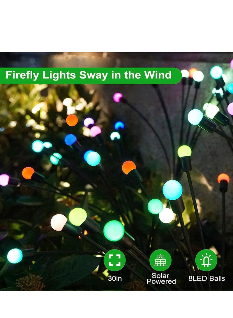 مجموعة من 2 مصباح حديقة يعمل بالطاقة الشمسية للاستخدام الخارجي، 8 مصابيح LED متأرجحة تعمل بالطاقة الشمسية، تتأرجح مع الرياح، مصابيح خارجية مقاومة للماء تعمل بالطاقة الشمسية لتزيين الفناء والممر (ملون) - Image 5