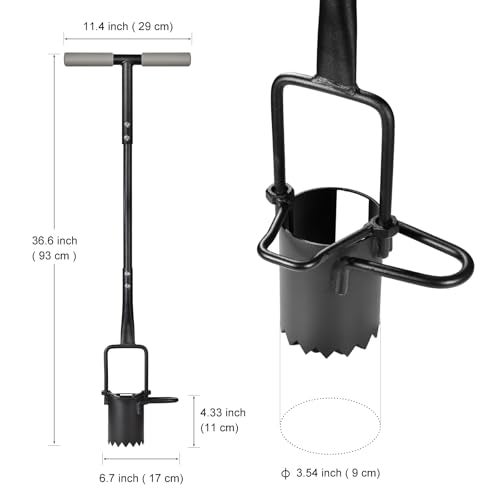 Omesata Sod Plugger Bulb Planter with Long Handle and Serrated Base Garden Tool Bulb Transplanter Also Grass Plug Tool for Digging Holes to Plant Tulips Iris Daffodils - Image 3