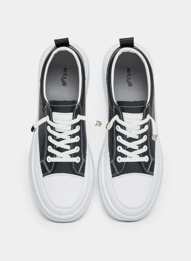 Styli Platform Heel Lace-Up Skater Shoes