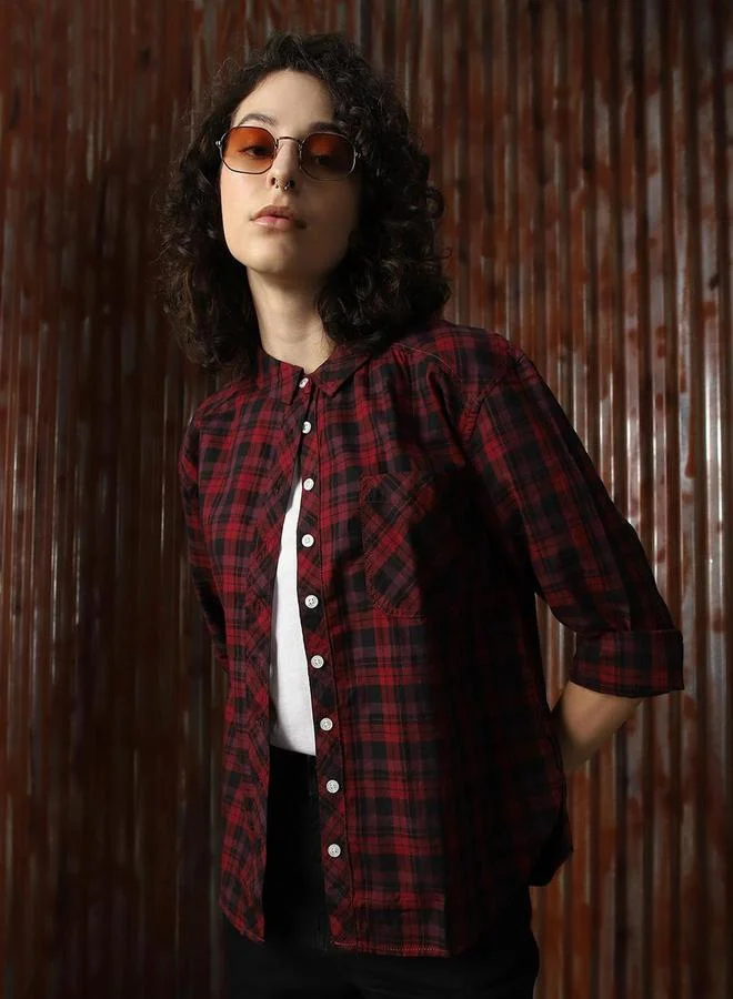 HIGH STAR Checked Regular Fit Spread Collar Shirts