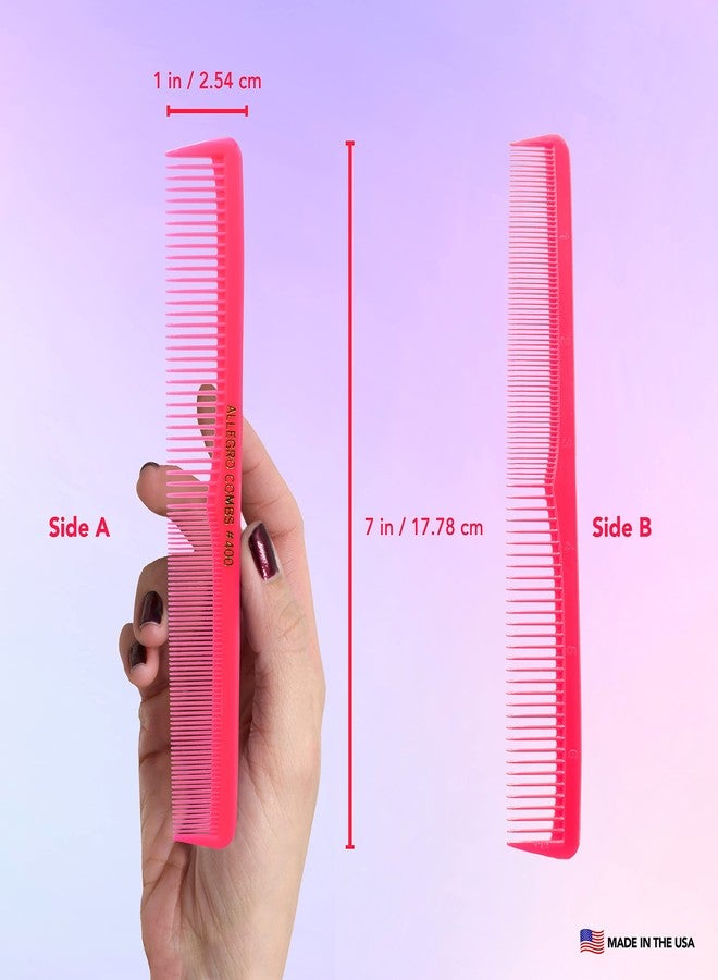 Allegro Combs Allegro 400 Barber & Cutting Combs - All Purpose 12 Pk. (Neon Pink) - Image 2