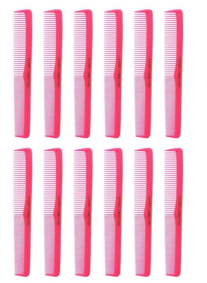 Allegro Combs Allegro 400 Barber & Cutting Combs - All Purpose 12 Pk. (Neon Pink) - Image 1