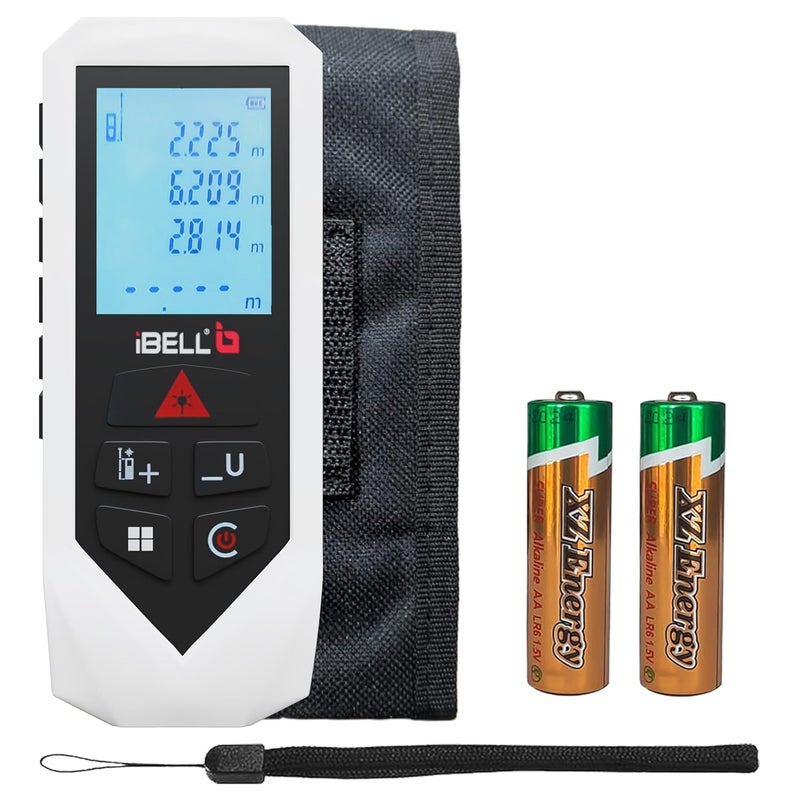 iBELL DM60-02 Professional Laser Distance Meter 60m with Area, Volume, Pythagorean Measurement, Self-Calibration Function, Mute Mode, Backlit LCD, Carry Bag, Strap, Batteries - Image 1