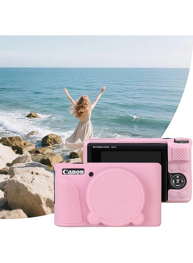 YJ Silicone Case Compatible for Canon Powershot SX740 SX730 HS Digital Camera Soft Rubber SX740 HS Protective Sleeve with Removable Lens Cover a Tempered Glass Screen Protector Anti Slip Anti Scratch, Pink - Image 5