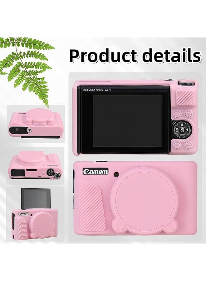 YJ Silicone Case Compatible for Canon Powershot SX740 SX730 HS Digital Camera Soft Rubber SX740 HS Protective Sleeve with Removable Lens Cover a Tempered Glass Screen Protector Anti Slip Anti Scratch, Pink - Image 2