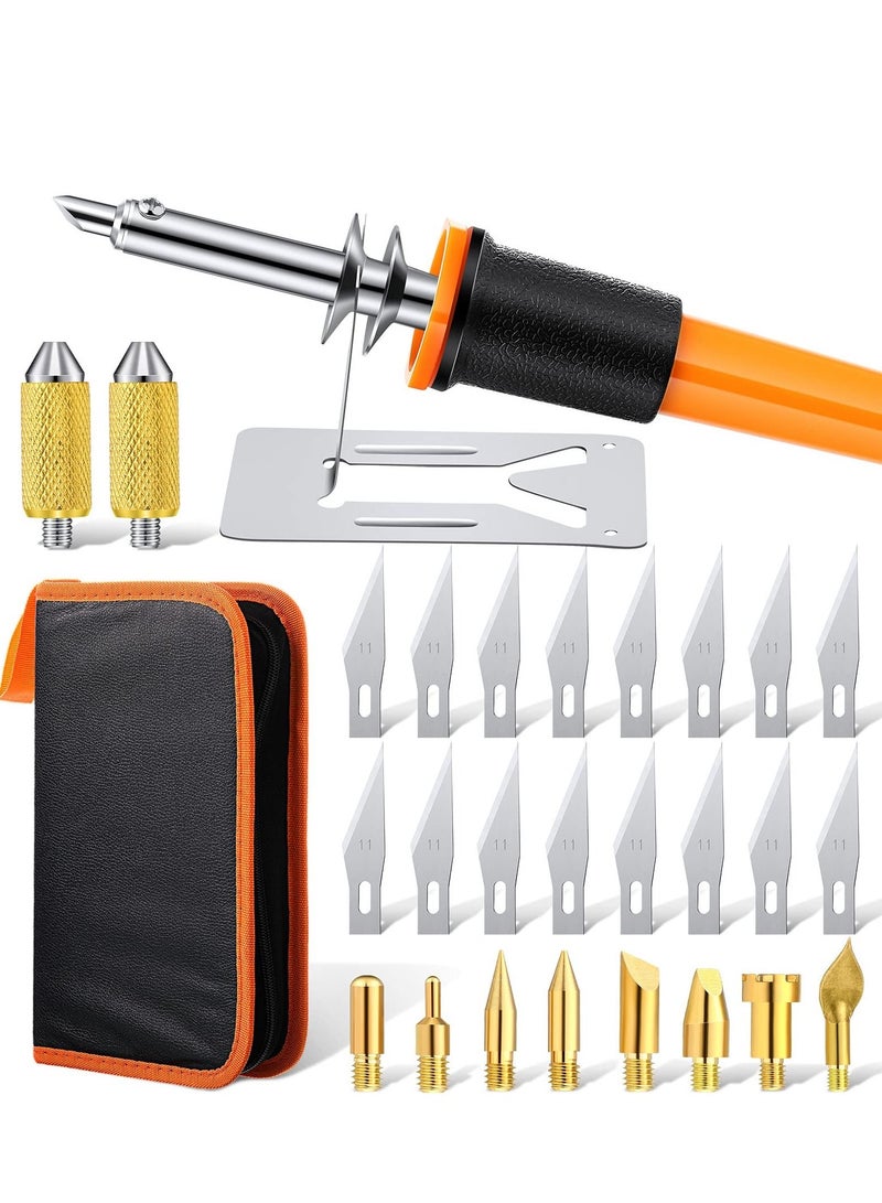 Excefore 30 Pcs Electric Hot Knife Cutter Tools Multipurpose Stencil Wood Burning Tool for Cutting Carving Soft Thin Foam Cloth - Image 1