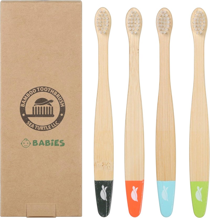 Ultra-Soft Bamboo Toothbrushes for Babies - 4 Pack with Plant-Based Bristles - Image 1
