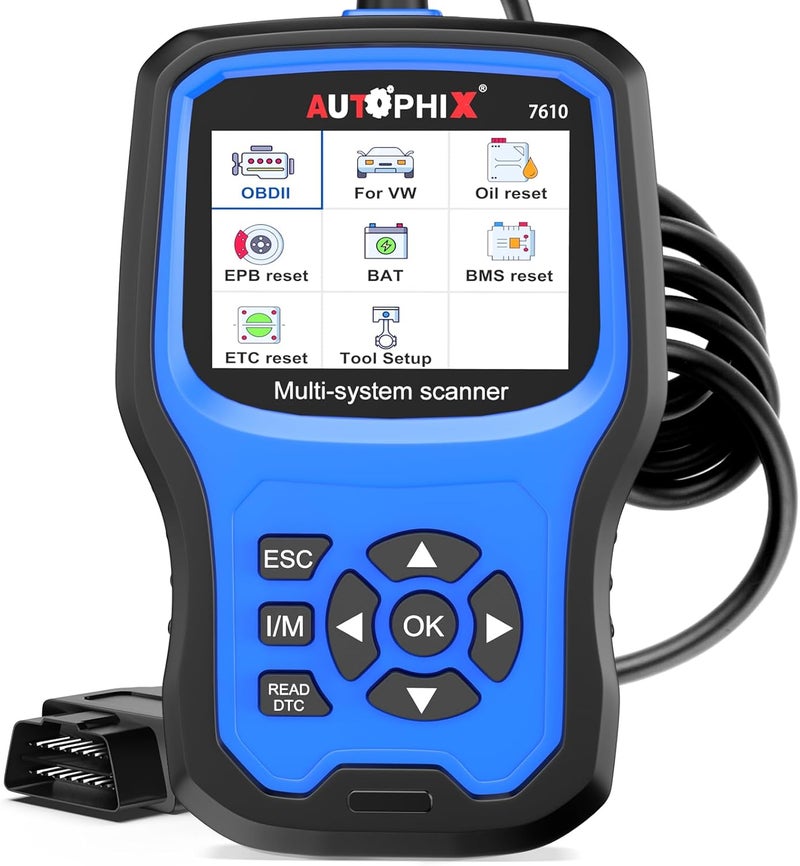 AUTOPHIX 7610 ماسح OBD2 كامل النظام لسيارات VW و VAG | يدعم تسجيل البطارية وEPB وإعادة ضبط الزيت، يقرأ ويمسح الرموز، يعرض البيانات الحية، متوافق مع VW وAudi وSkoda وSeat - Image 1