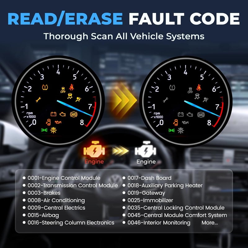 AUTOPHIX 7610 ماسح OBD2 كامل النظام لسيارات VW و VAG | يدعم تسجيل البطارية وEPB وإعادة ضبط الزيت، يقرأ ويمسح الرموز، يعرض البيانات الحية، متوافق مع VW وAudi وSkoda وSeat - Image 3
