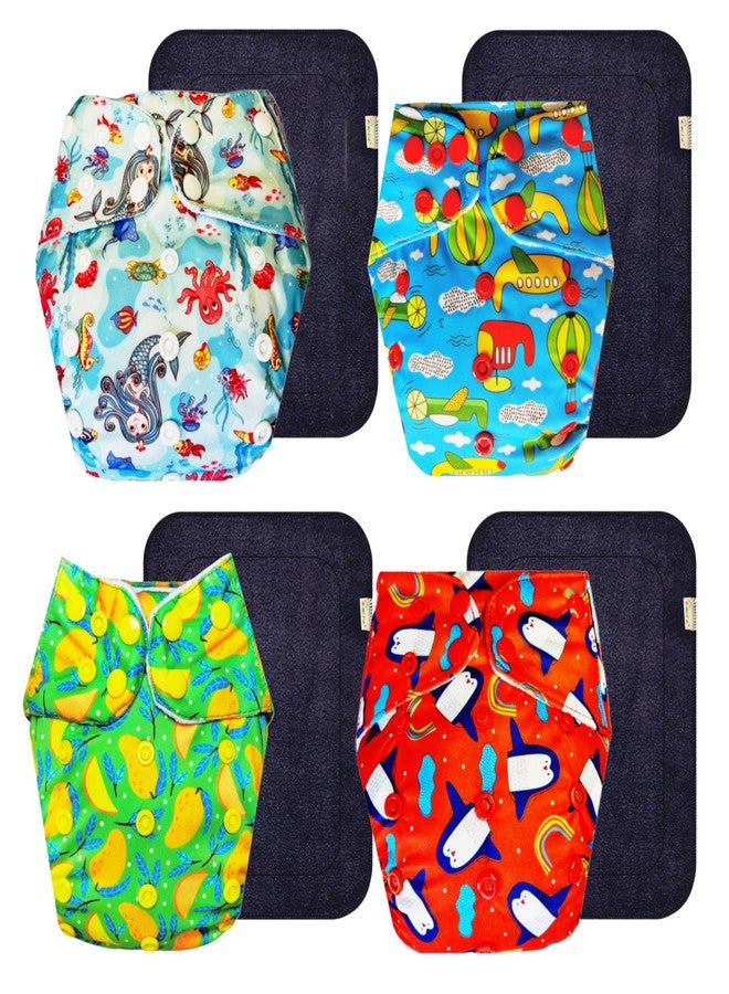 Dumbledo Premium Cloth Diaper with Black Insert (Pack of 4) | Snug Fit | Reusable & Washable | Quick Dry | Ideal for Toddlers | 3 Months - 3 Years | Unisex Baby - Image 1