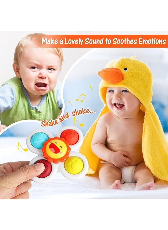 DMG TECH 3Pcs Suction Cup Spinner Toys Strong Suction Cup Bath Toys Toddler Fidget Toys Age 1 2 Window Spinning Top Baby Toys Sensory Toys For Toddlers 1 3 Birthday Gifts For Girl Boy - Image 3