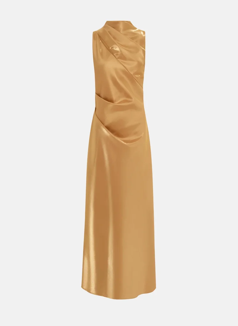 Lichi Glossy fabric maxi dress with asymmetrical draperies