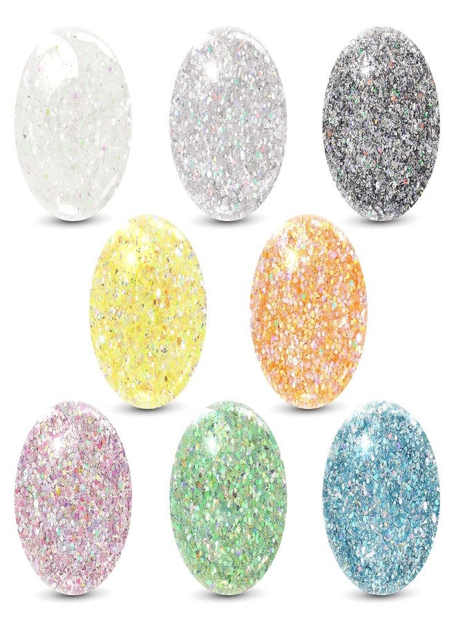 ماربلرز، بريق هولوغرافي [مجموعة ألوان مختلطة 8] 112 غرام | خشن | غير سام، نباتي، لم يُختبر على الحيوانات | للوجه، الجسم، ظلال العيون، الشعر، مكياج الحفلات | فن الأظافر، طلاء الأظافر | الراتنج، الأكواب، السلايم، الحرف اليدوية - Image 2