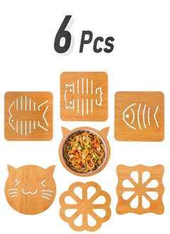 Y&D Hot Pad, Bamboo Trivet–hot Pot Holder Functional Decorative Kitchen Accessories of 6 Pieces for use as Pad Dishes,  - Image 1