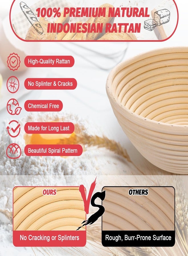 EWFEN Sourdough Starter Kit with Round & Oval Banneton, Complete Sourdough Bread Baking Supplies, Bread Proofing Basket with Starter Jar, Bread Making Tools Kit for Beginners & Bakers - Image 3