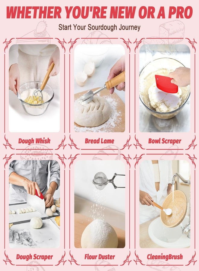 EWFEN Sourdough Starter Kit with Round & Oval Banneton, Complete Sourdough Bread Baking Supplies, Bread Proofing Basket with Starter Jar, Bread Making Tools Kit for Beginners & Bakers - Image 5