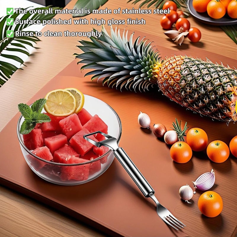BUBBLE-FLY 2-in-1 Stainless Steel Watermelon Slicer & Fork | Easy Cut, Serve, Enjoy | Kitchen & Camping Must-Have Tool for Fruit Salad, Parties, BBQ | Dishwasher Safe & Rust-Proof - Image 4