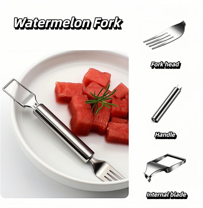 BUBBLE-FLY 2-in-1 Stainless Steel Watermelon Slicer & Fork | Easy Cut, Serve, Enjoy | Kitchen & Camping Must-Have Tool for Fruit Salad, Parties, BBQ | Dishwasher Safe & Rust-Proof - Image 2
