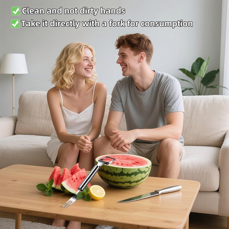 BUBBLE-FLY 2-in-1 Stainless Steel Watermelon Slicer & Fork | Easy Cut, Serve, Enjoy | Kitchen & Camping Must-Have Tool for Fruit Salad, Parties, BBQ | Dishwasher Safe & Rust-Proof - Image 5