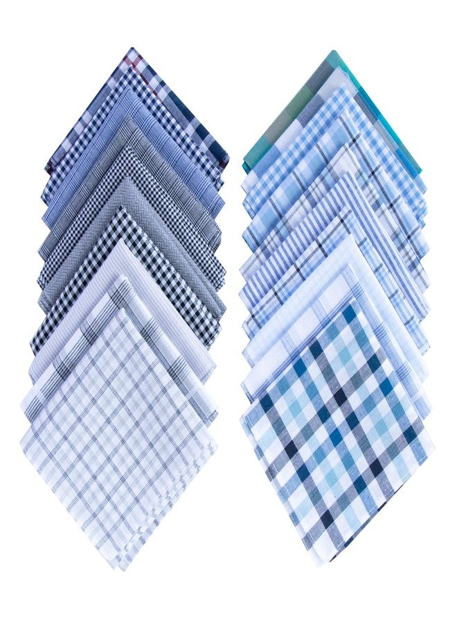 CoCoUSM Assorted Pack of Mens Classic Striped Border Cotton Handkerchiefs Plaid 6PCS - Image 3