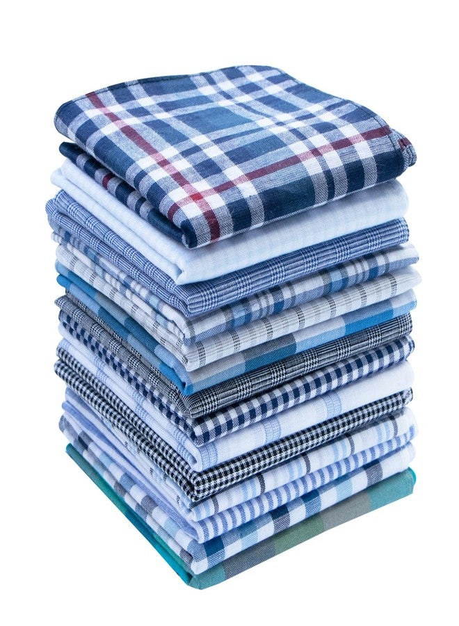 CoCoUSM Assorted Pack of Mens Classic Striped Border Cotton Handkerchiefs Plaid 6PCS - Image 1