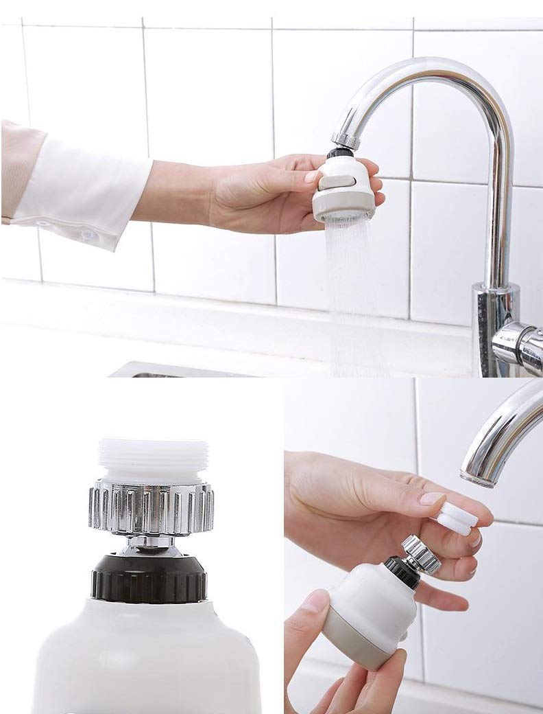 QUALIZA 360 Degree Rotating WaterSaving Sprinkler Faucet Aerator 3Gear Adjustable Head Nozzle SplashProof Filter Extender Sprayer - Image 4