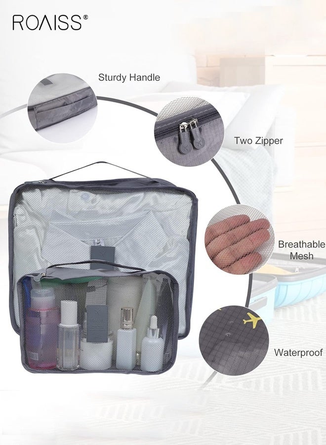 roaiss 6 Piece Oxford Cloth Travel Bag Set Durable Fabric Smooth Zipper Closure Includes Multiple Sizes for Organized Storage of Underwear Bras Shoes and Other Travel Essentials Lightweight and Water Resistant for Easy Travel Organization Gray - Image 4