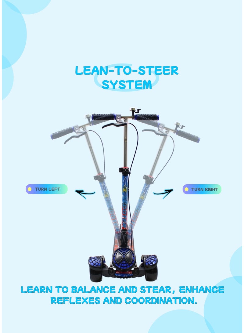 EASY FUTURE 3-8 Years Kids Scooter with Foldable Frame, Adjustable Handlebar, LED PU Wheels, Rear Brake, Handle Brake & Built-in Music Including Protective Gear Set - Image 4