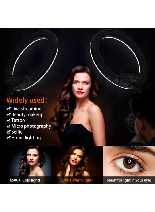 MUNTAQI 18-Inch LED Ring Light with Tripod Stand & Phone Holder, Dimmable 3200K-5600K, 3 Light Modes & 10 Brightness Levels, USB Powered Makeup Selfie Lighting Kit for Photography, Video Recording, Live Streaming18-Inch LED Ring Light with Tripod Stand & Phone Holder, Dimmable 3200K-5600K, 3 Light Modes & 10 Brightness Levels, USB Powered Makeup Selfie Lighting Kit for Photography, Video Recording, Live Streaming - Image 2