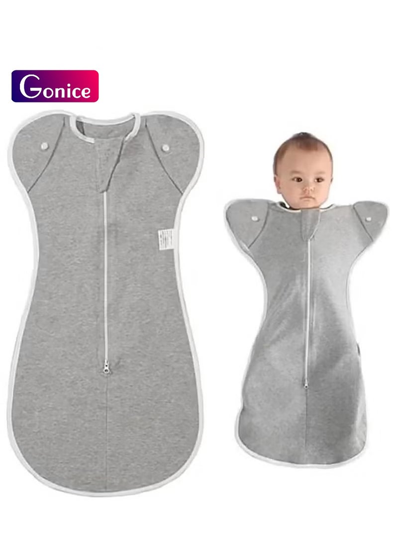 Gonice Swaddle Blanket Sleeping Bag, Newborn Wearable Sleeping Bag Fit Sedative Startle Reflex Better Sleep, Suitable for Baby Girls and Baby Boys From 0-6 Months - Gray  - Image 1