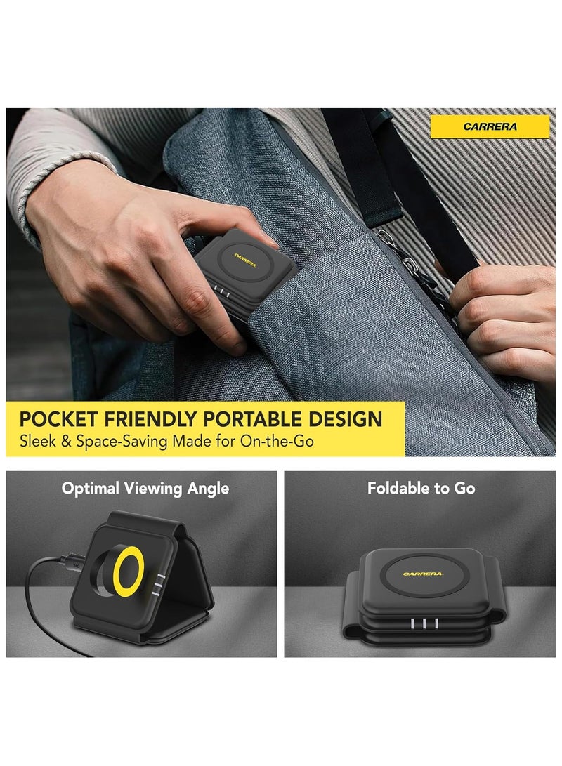 CARRERA 3 in 1 Foldable Wireless Charger Pad CWC-235, Magnetic 15W Fast Charging for Phone, 2.5W for Earbud, 2.5W for Watch, Type C Cable Included, Mag Safe & Multi-Device Compatible - Image 5
