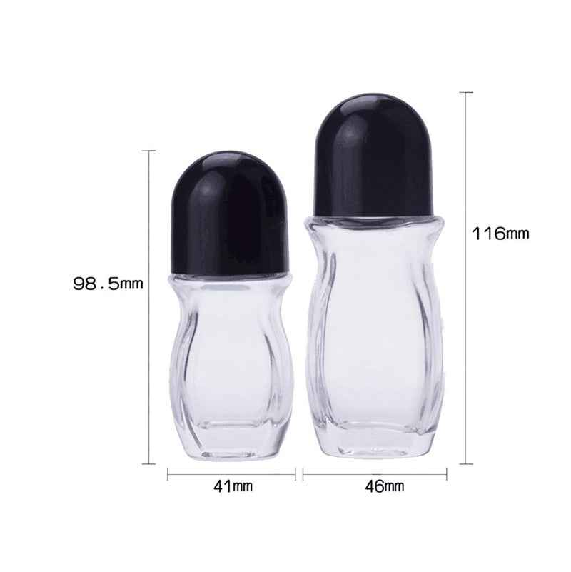 Natuworld 2Pcs 50ml/1.69oz Clear Refillable Glass Roll-On Deodorant Bottles Empty Essential Oils Roller Bottles Containers With Plastic Roller Ball and Black Cap For Deodorant Lip Oil Massage Oil Aromatherapy - Image 2