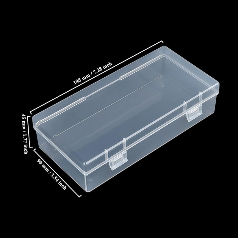 Thintinick 6 Pack Rectangular Clear Plastic Storage Containers Box with Hinged Lid for Beads and Other Small Craft Items (7.28 x 3.54 x 1.77 inch) - Image 2