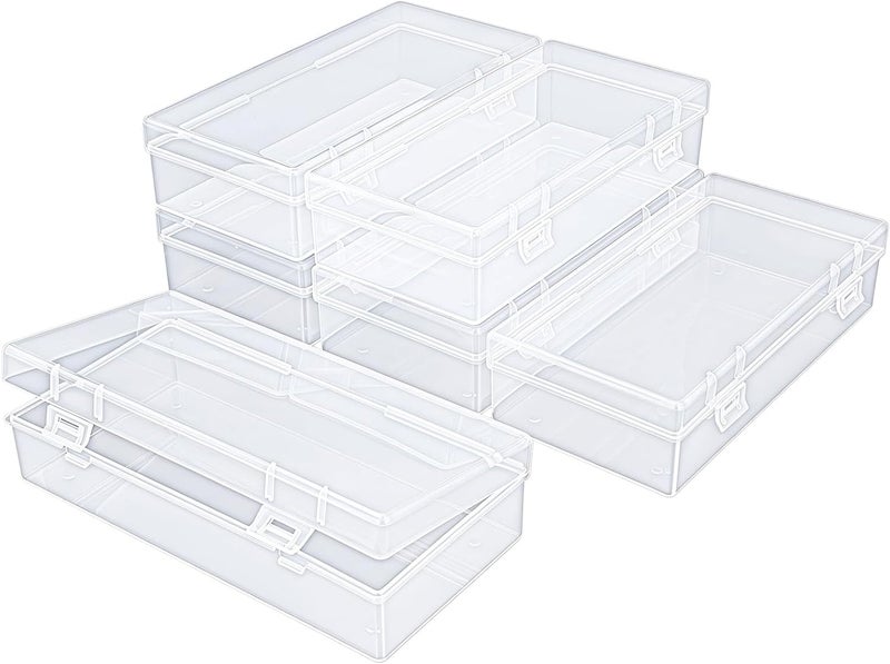 Thintinick 6 Pack Rectangular Clear Plastic Storage Containers Box with Hinged Lid for Beads and Other Small Craft Items (7.28 x 3.54 x 1.77 inch) - Image 1