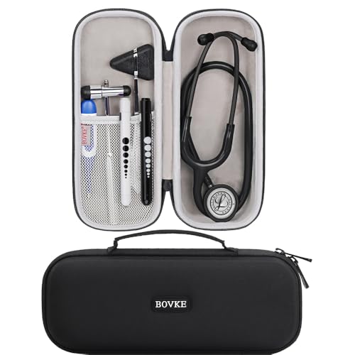 BOVKE Stethoscope Case for 3M Littmann Classic III Monitoring, Lightweight II S.E, Cardiology IV Diagnostic Stethoscopes - Extra Room fits Pen Light Scissors Pulse Oximeter Nurse Accessories, Black - Image 1