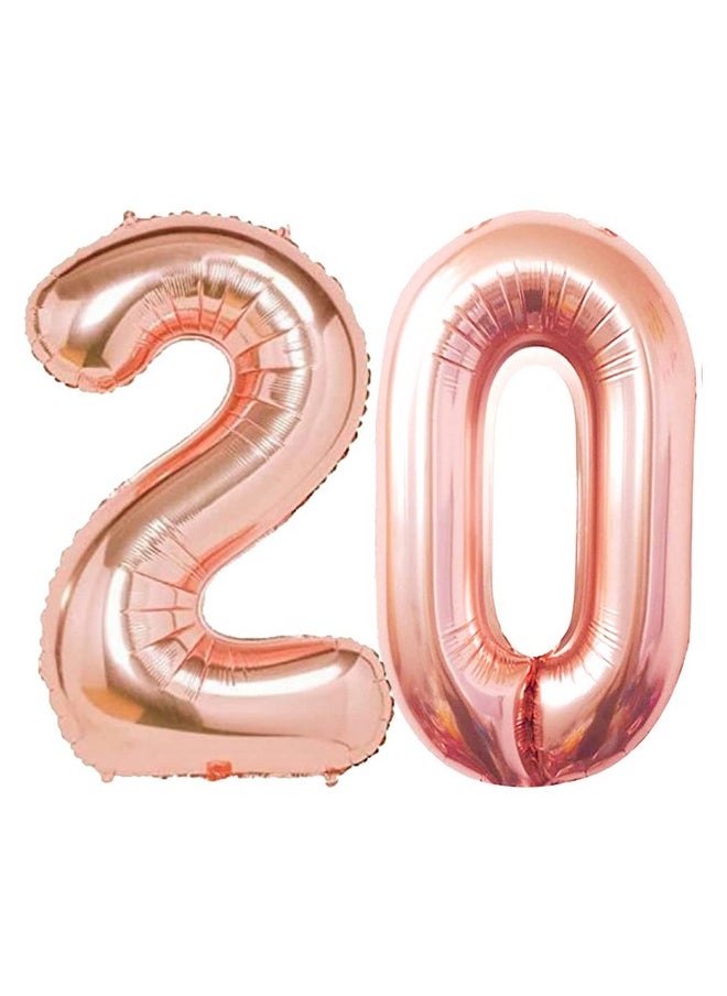 Propsicle - Propsicle 16 inch Birthday Foil 20 Number Helium Balloon Party Decoration Rose Gold Pack of 2 | 20 Year No. Balloons Birthday/Anniversary | Twenty Number - Image 1