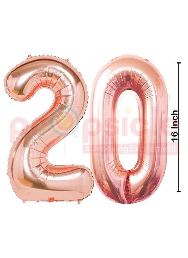 Propsicle - Propsicle 16 inch Birthday Foil 20 Number Helium Balloon Party Decoration Rose Gold Pack of 2 | 20 Year No. Balloons Birthday/Anniversary | Twenty Number - Image 1