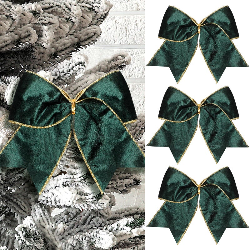 Panelee 12 Pcs Sage Green Velvet Christmas Bows 6 x 6 in Wreath Bow Christmas Tree Decorations Ornaments for Hanukkah Xmas Tree Topper Wreath Garland Party Gift Wrapping DIY Decor - Image 1