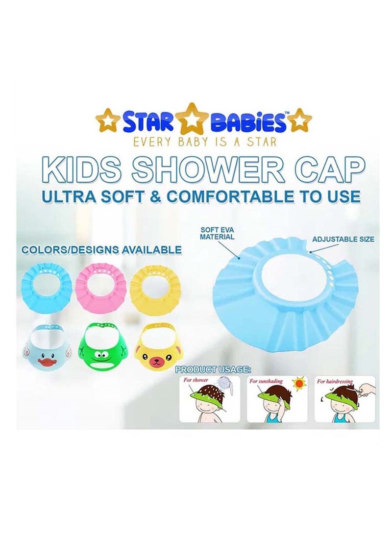 STAR BABiES Star Babies - Combo Pack of 2- Adjustable Shower Cap with Scented Bag (5 Pcs w/Dispenser) - Yellow/White  - Image 4