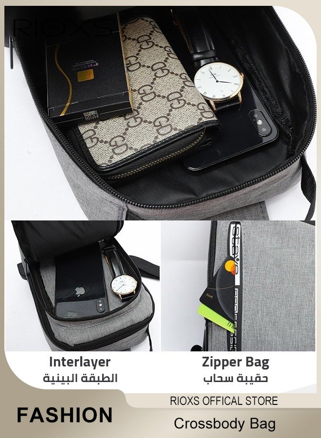 RIOXS Crossbody Sling Bag Body Chest Sling Shoulder Bag for Men Women Casual Shoulder Backpack Bag, Waterproof Chest Casual Daypack with Usb Charging Port for Travel Hiking - Image 3
