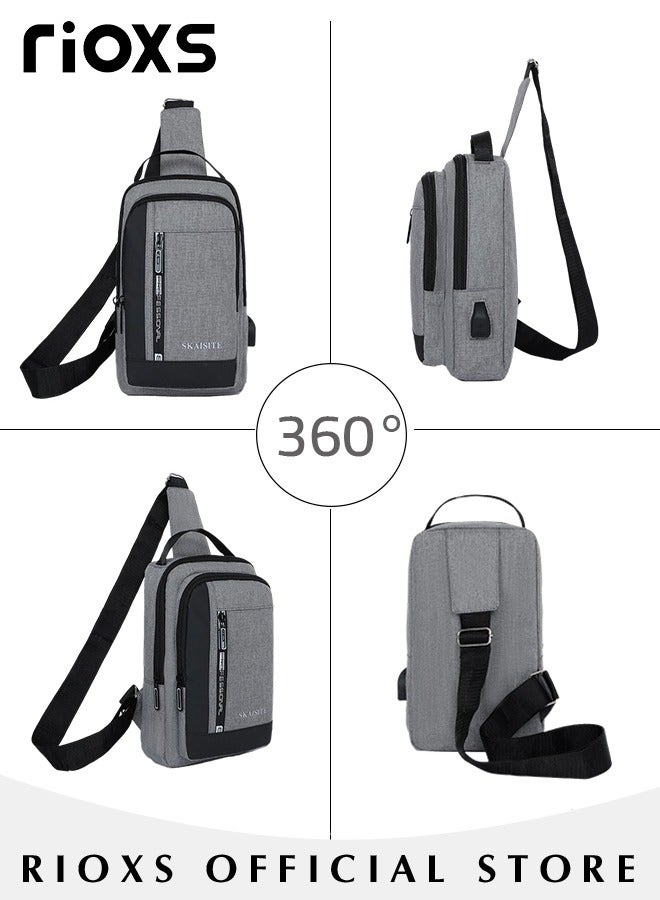 RIOXS Crossbody Sling Bag Body Chest Sling Shoulder Bag for Men Women Casual Shoulder Backpack Bag, Waterproof Chest Casual Daypack with Usb Charging Port for Travel Hiking - Image 5