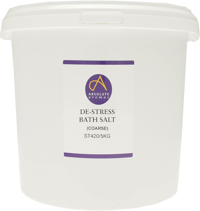 Absolute Aromas DeStress Bath Salts Natural Pink Coarse Himalayan Salt Infused with 100 Pure Essential Oils of Chamomile Lavender Bergamot and Jasmine 5kg