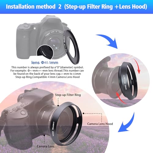 AMOTOK 43mm Camera Lens Hood Compatiable All Brands Ø43mm Lenses,Aluminium Hollow Lens Hood,Made of CNC. - Image 5